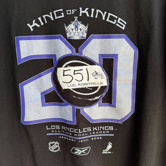 LA Kings Hockey Reebok King Of Kings 20th Anniversary Luc Robitaille T-Shirt L - Picture 6 of 7